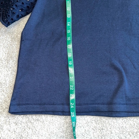 Elie Tahari Navy Blouse with Eyelet Sleeves - Picture 3 of 5